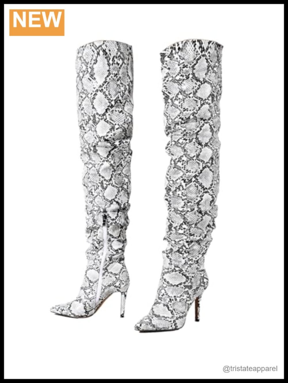 Women's Snakeskin Over-the-Knee Boots Stiletto Heel Pointed Toe Thigh High